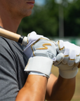 Winder Series Batting Gloves - White & Gold Chrome