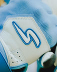 Sting Squad Batting Gloves - Columbia/White & Graphite (Bee Logo)
