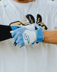 Sting Squad Batting Gloves - Columbia/White & Graphite (Bee Logo)