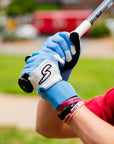 Winder Series Batting Gloves - Columbia Blue/White & Graphite