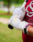 Winder Series Batting Gloves - White & Gold Chrome