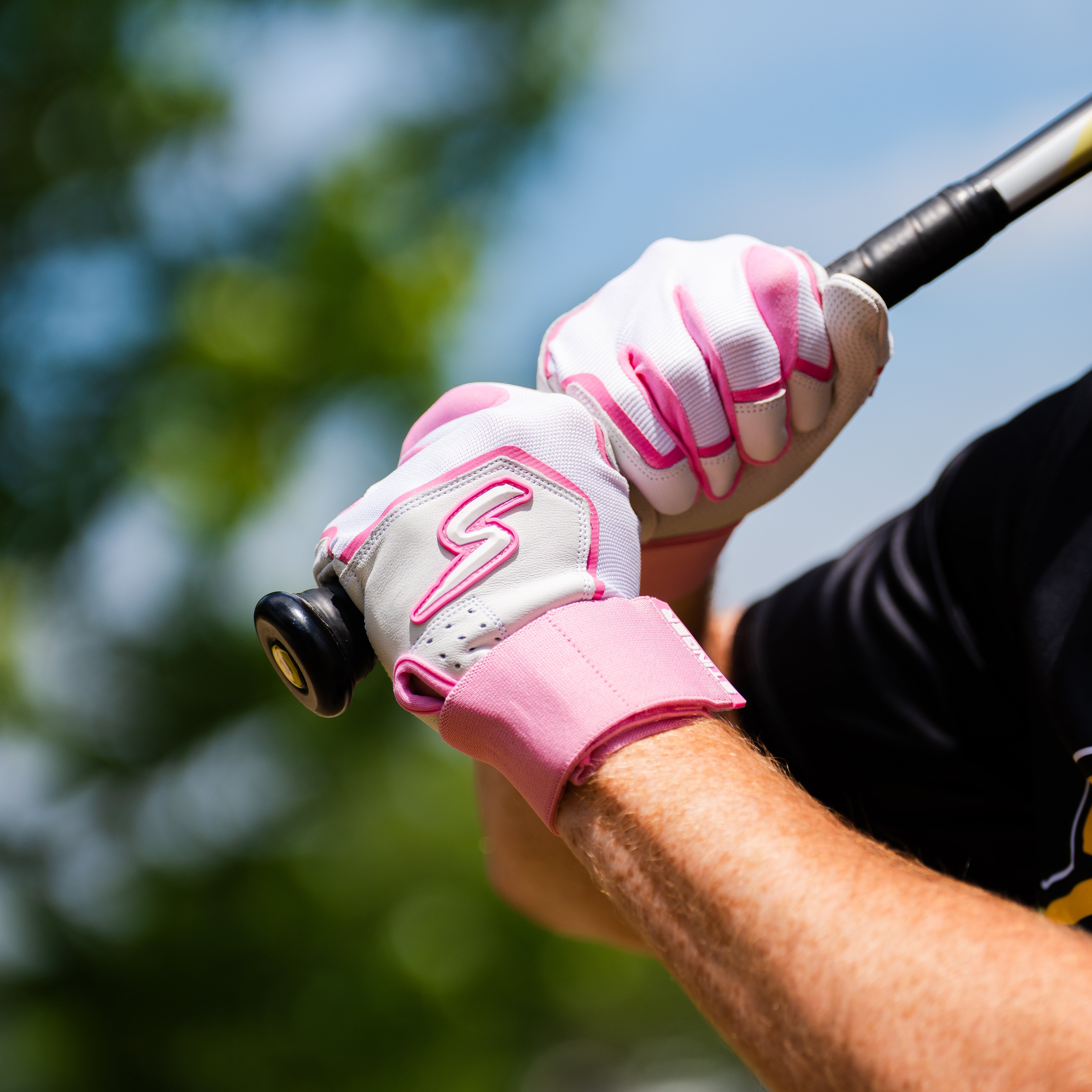batting handschuhe Stinger Winder Series Pink & White Premium Batting Gloves Adult Large