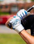 Winder Series Batting Gloves - Columbia Blue & White