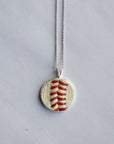 Baseball Seam Dainty Chain Pendant Necklace