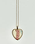 Baseball Seam Gold Heart Pendant Necklace