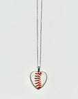 Baseball Seam Silver Heart Pendant Necklace