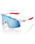 100% Speedcraft Sunglasses - TotalEnergies Team Matte White & Metallic Blue / HiPER Blue Multilayer Lens