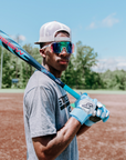 Winder Series Batting Gloves - Columbia Blue/White & Graphite