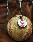 Jet Black Baseball Seam Pendant Necklace