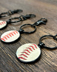 Black Baseball Seam Keychain