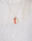 Baseball Seam Dainty Chain Pendant Necklace