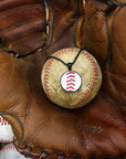 Jet Black Baseball Seam Pendant Necklace