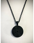 Jet Black Baseball Seam Pendant Necklace