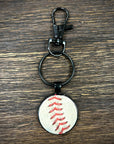 Black Baseball Seam Keychain