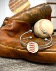 Baseball Seam Silver Bangle