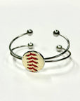 Baseball Seam Silver Bangle