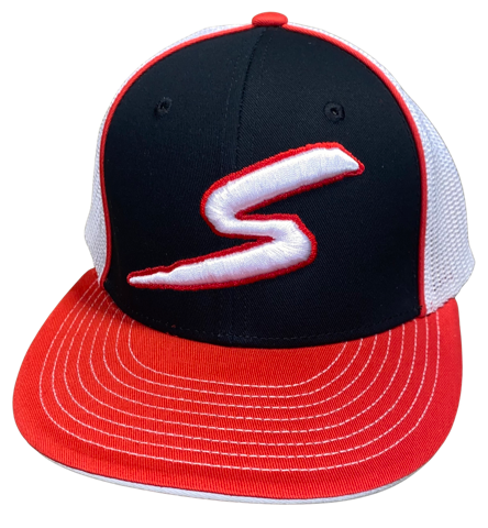 Stinger Red Black White Fitted Meshback Hat Stinger Sports