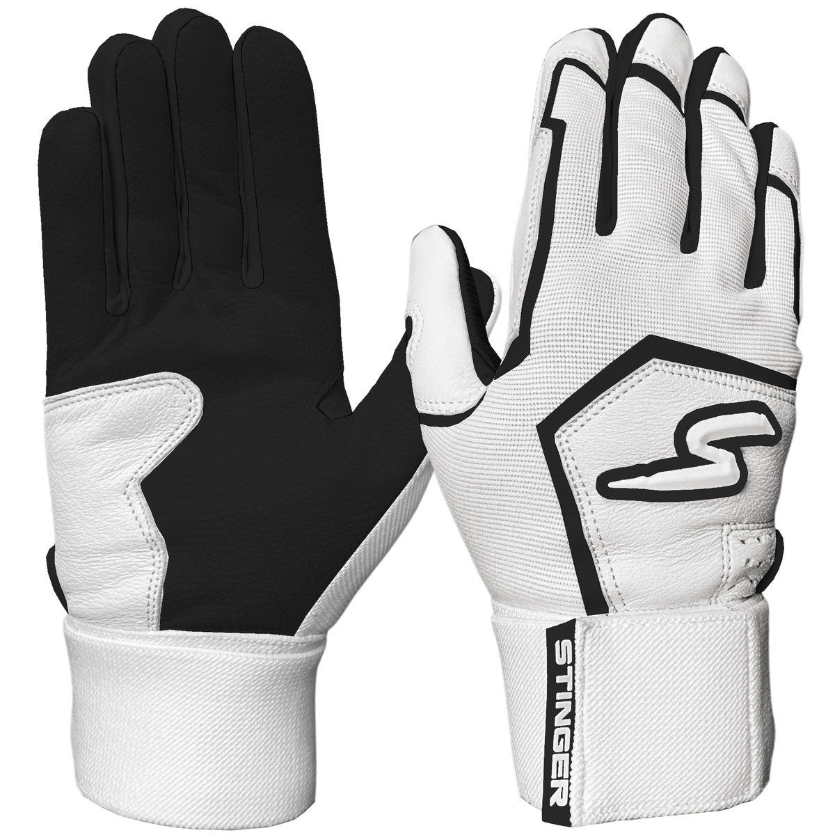 Stinger Winder Series Black & White Premium Batting Gloves Stinger Sports