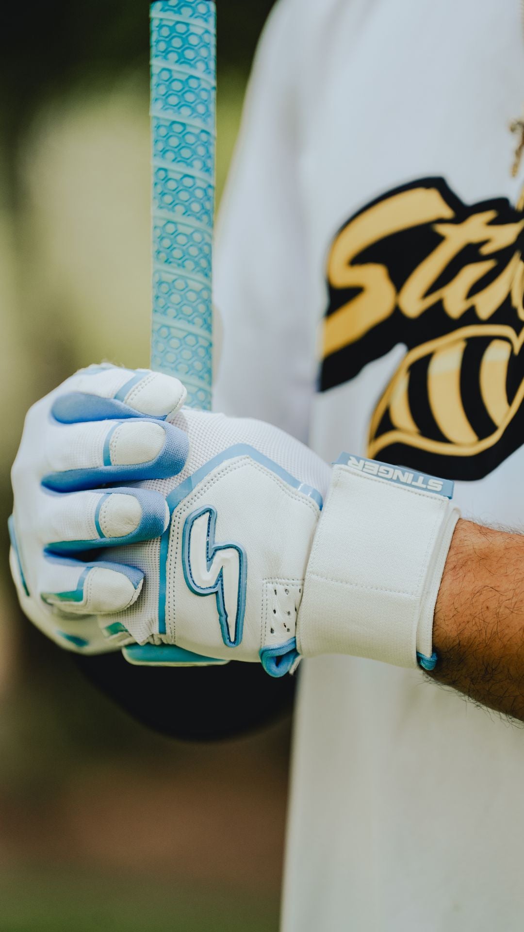 Winder Series Batting Gloves - Columbia Blue/White & Graphite