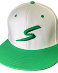 White & Kelly Green Fitted Hat