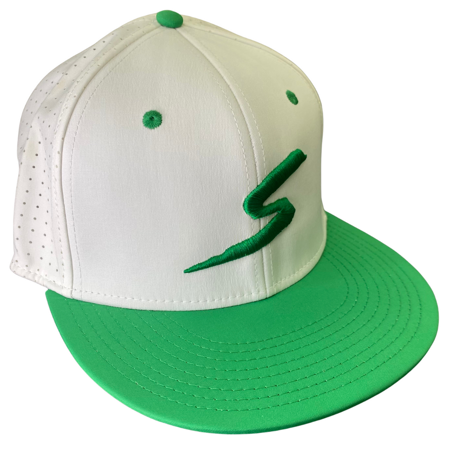 White Kelly Green Fitted Hat Stinger Sports