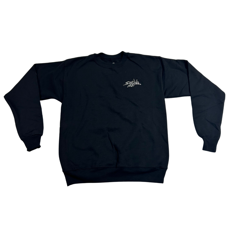 Stinger Bee Logo - Embroidered Black Crew Neck Sweater