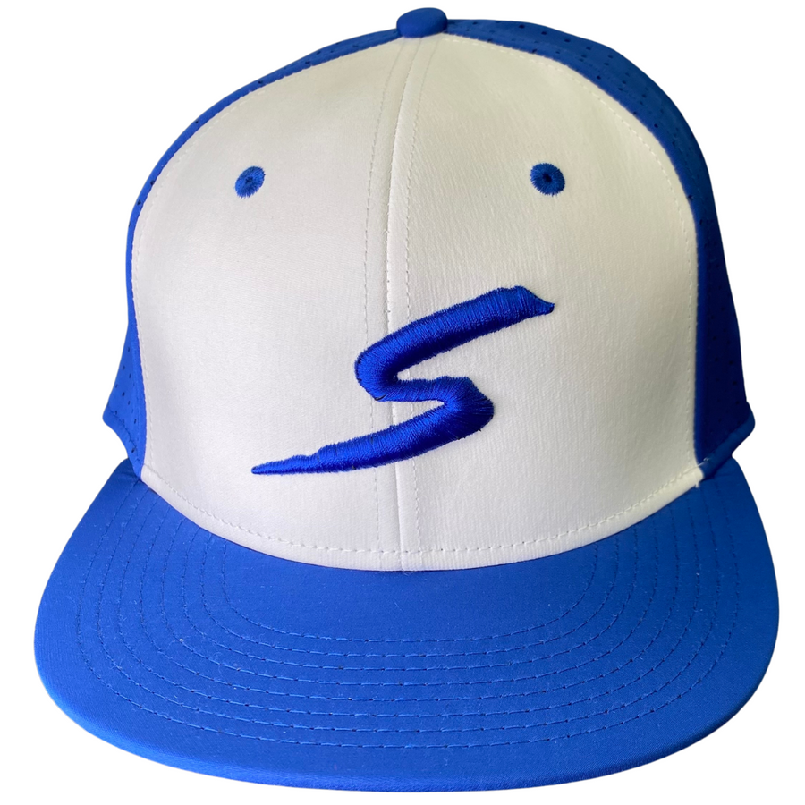 Royal Blue & White Fitted Perforated Hat