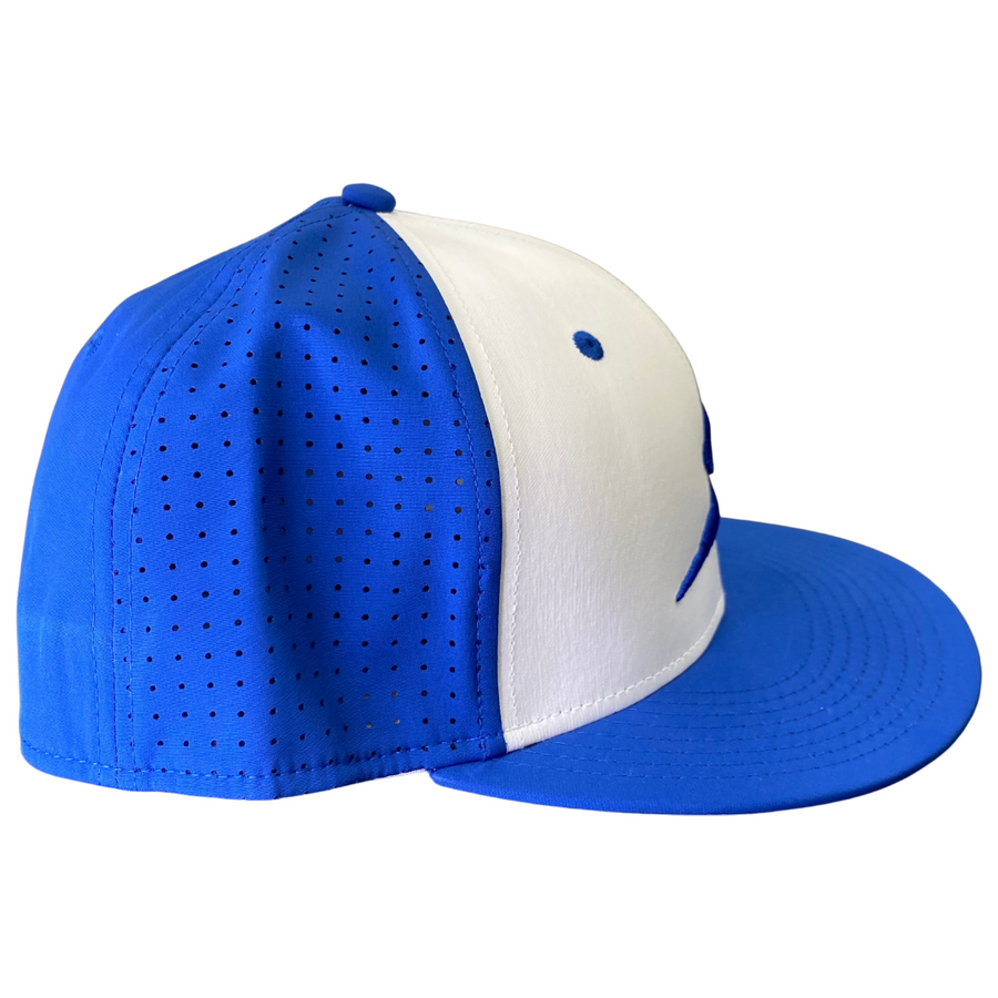 Royal Blue & White Fitted Perforated Hat