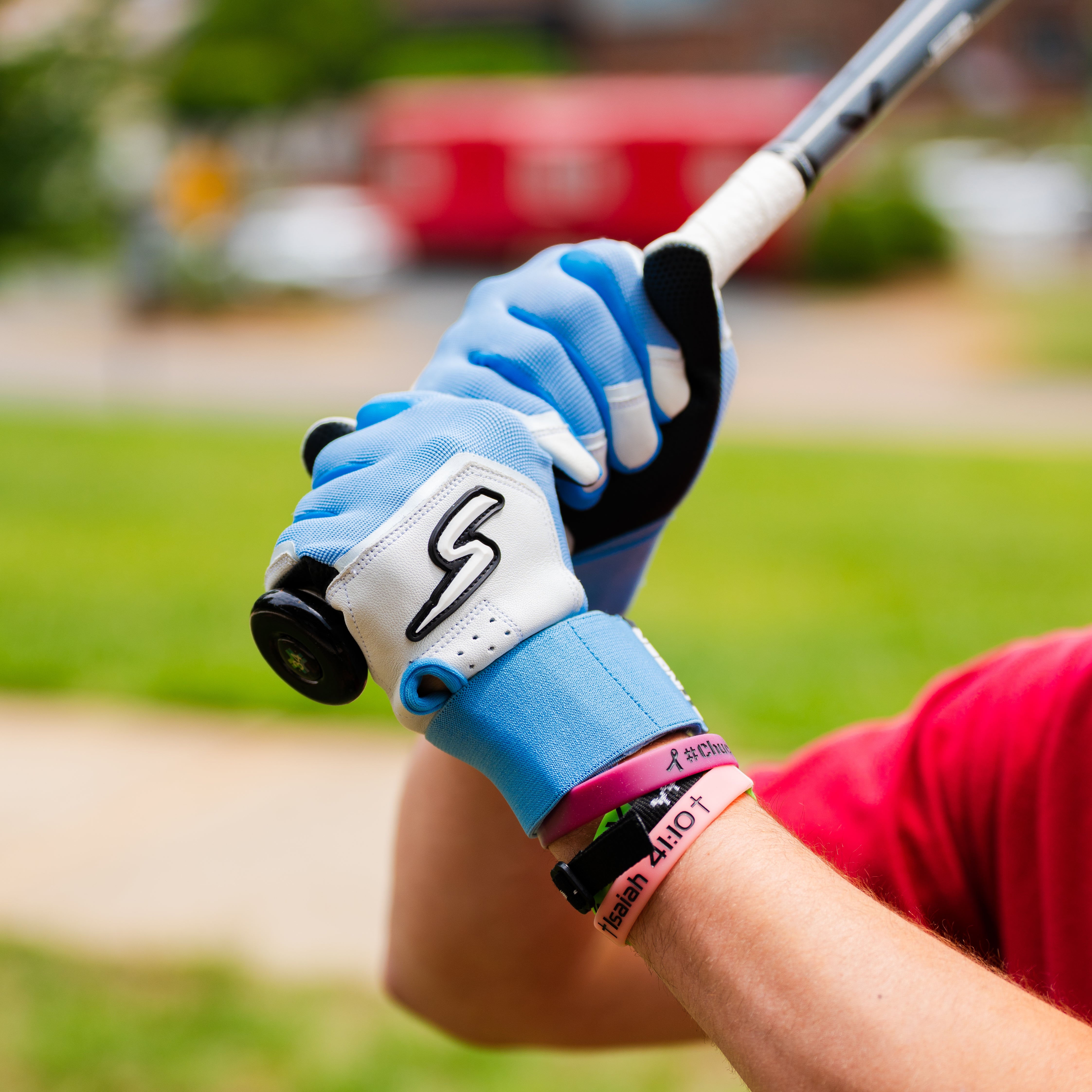 Winder Series Batting Gloves - Columbia Blue/White & Graphite
