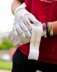 Winder Series Batting Gloves - White & Gold Chrome