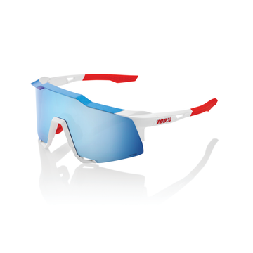 100% Speedcraft Sunglasses - TotalEnergies Team Matte White & Metallic Blue / HiPER Blue Multilayer Lens