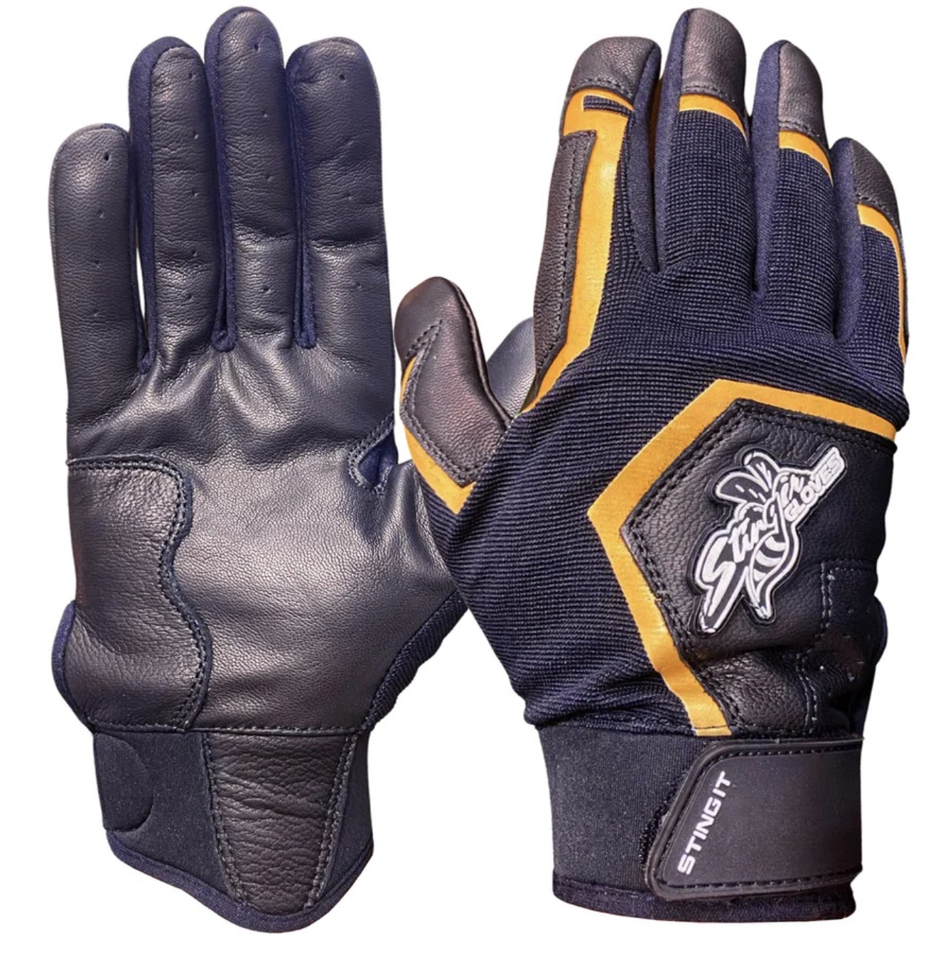 Sting Squad Batting Gloves - Black & Gold (Bee Logo)