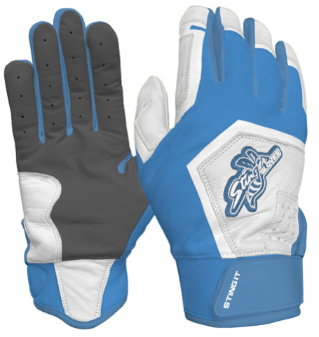 Sting Squad Batting Gloves - Columbia/White & Graphite (Bee Logo)