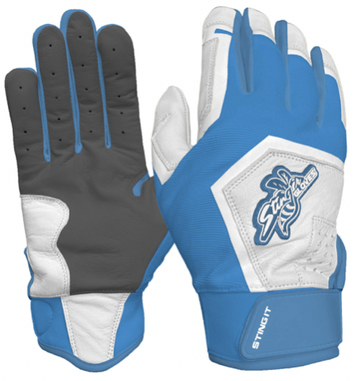 Sting Squad Batting Gloves - Columbia/White & Graphite (Bee Logo)