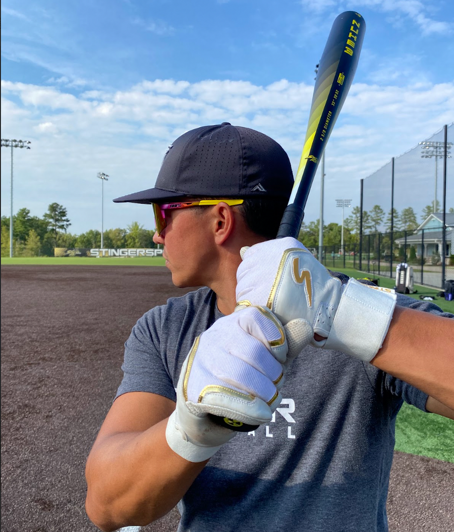 Winder Series Batting Gloves - White & Gold Chrome