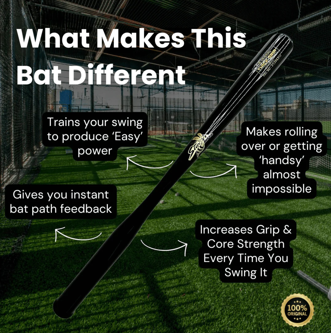 Thick Grip Youth One Hand Wood Bat by Stinger