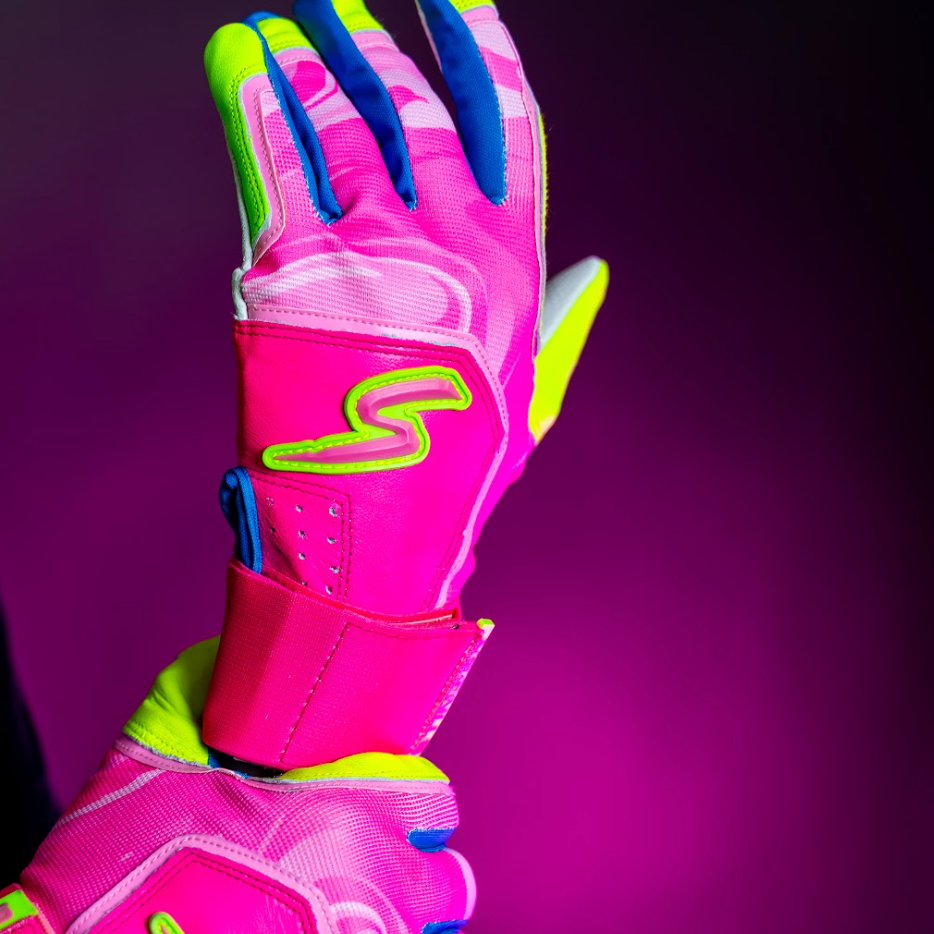 Winder Series Batting Gloves - Splash Series-Stay Smooth - Pink Tsunami