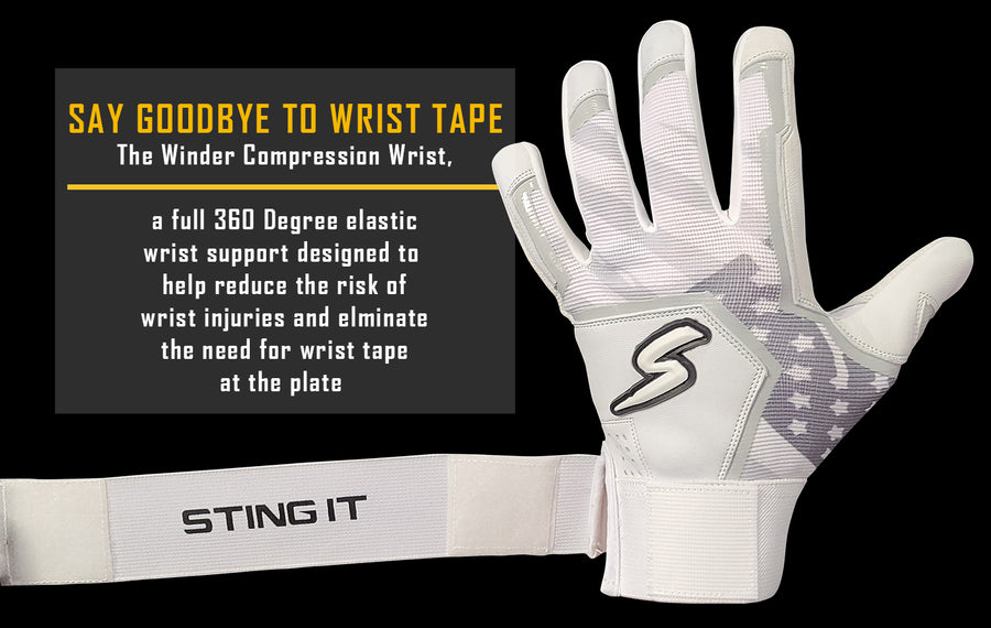 Winder Series Batting Gloves - White & Gold Chrome
