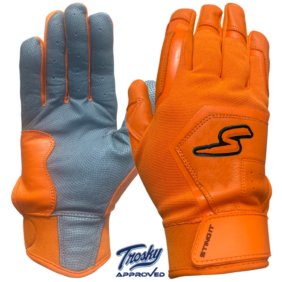 Orange and black batting gloves sales