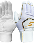 Winder Series Batting Gloves - White & Gold Chrome