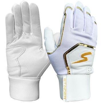 Stinger Winder Series White & Gold Chrome Batting Gloves