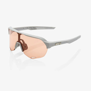 100% S2 Sunglasses - Soft Tact Stone Grey / HiPER Coral Lens