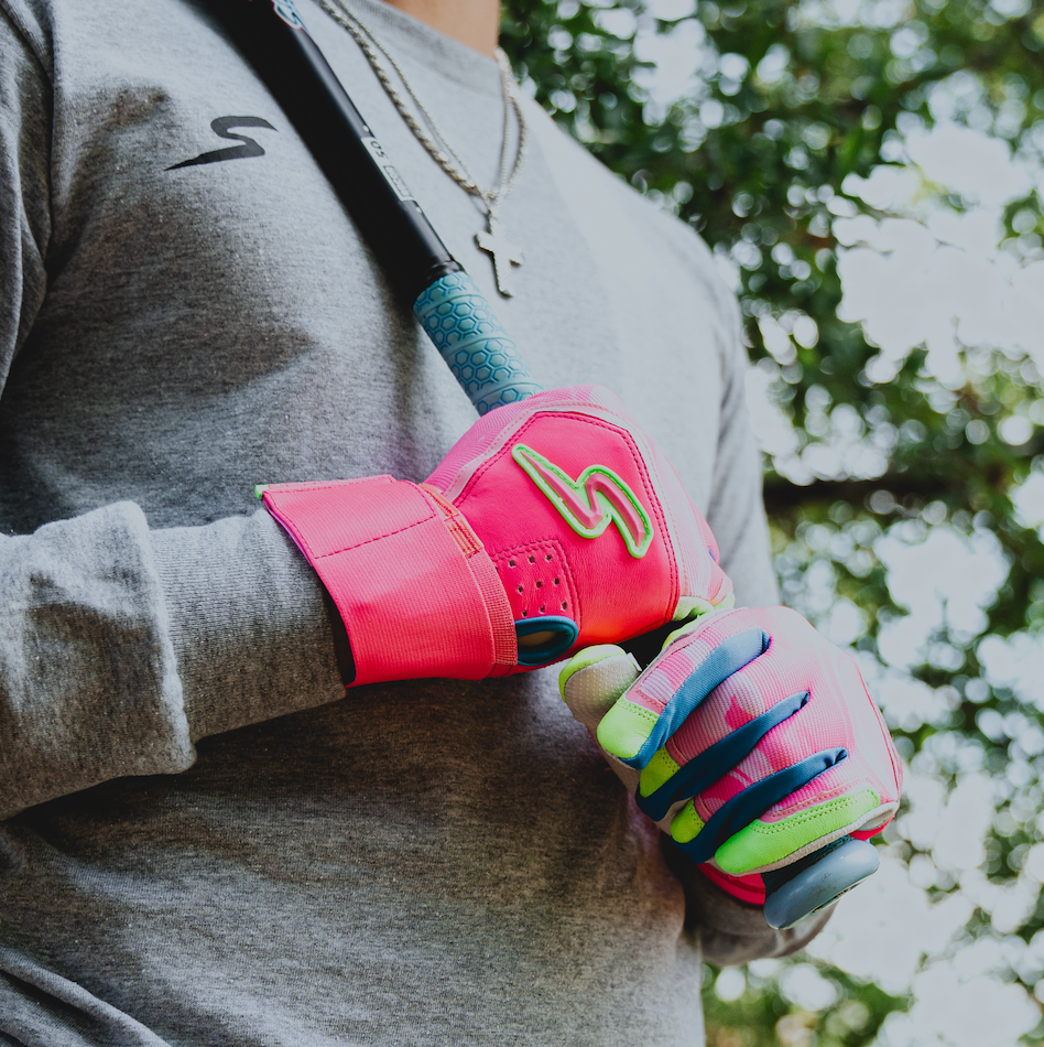 Winder Series Batting Gloves - Splash Series-Stay Smooth - Pink Tsunami (Launch: 7/31)