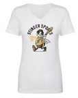 Killer Bee White Women's V-Neck Tee Shirt