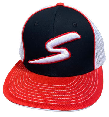 Stinger Red/Black & White Fitted Meshback Hat
