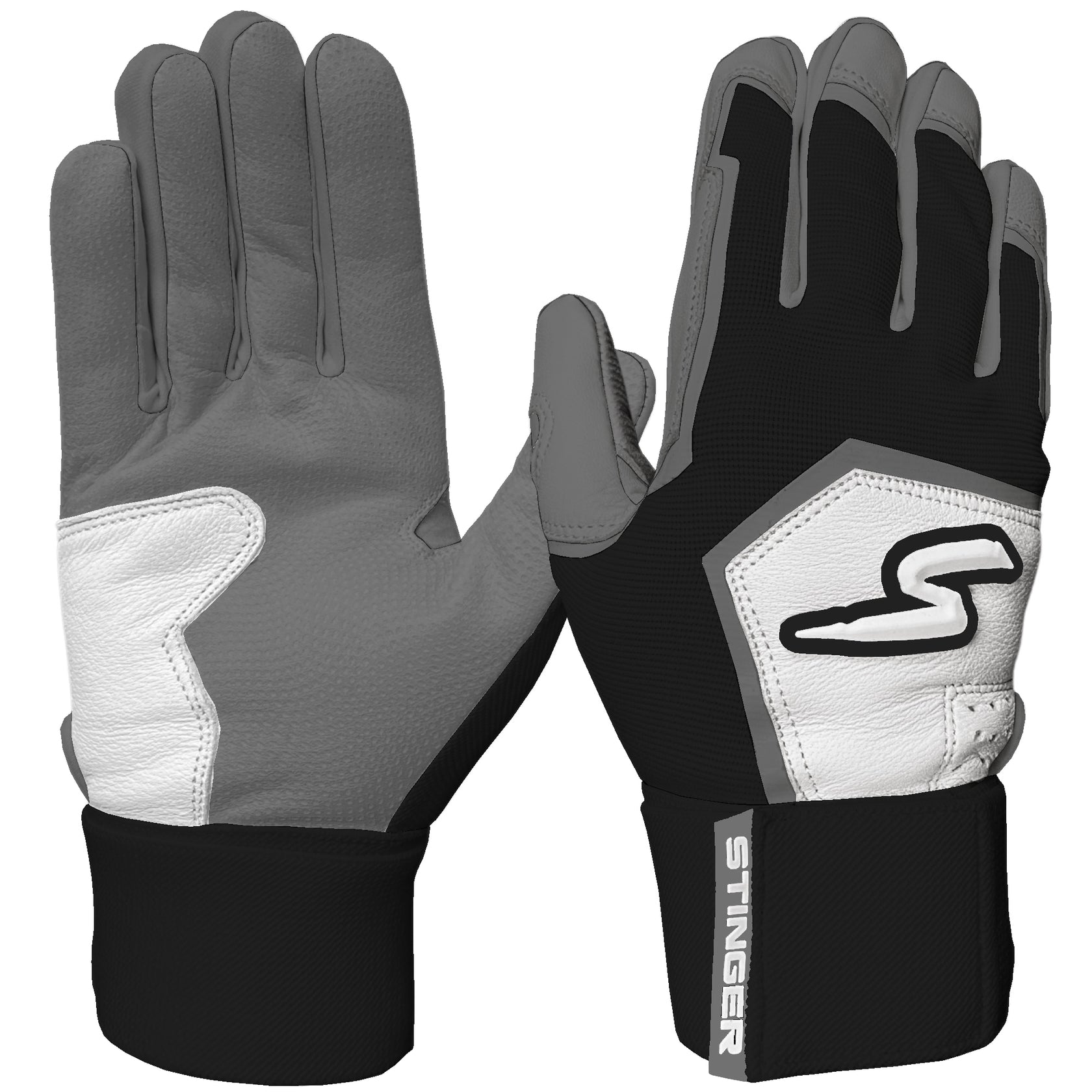 Stinger Winder Series Graphite/Black & White Premium Batting Gloves