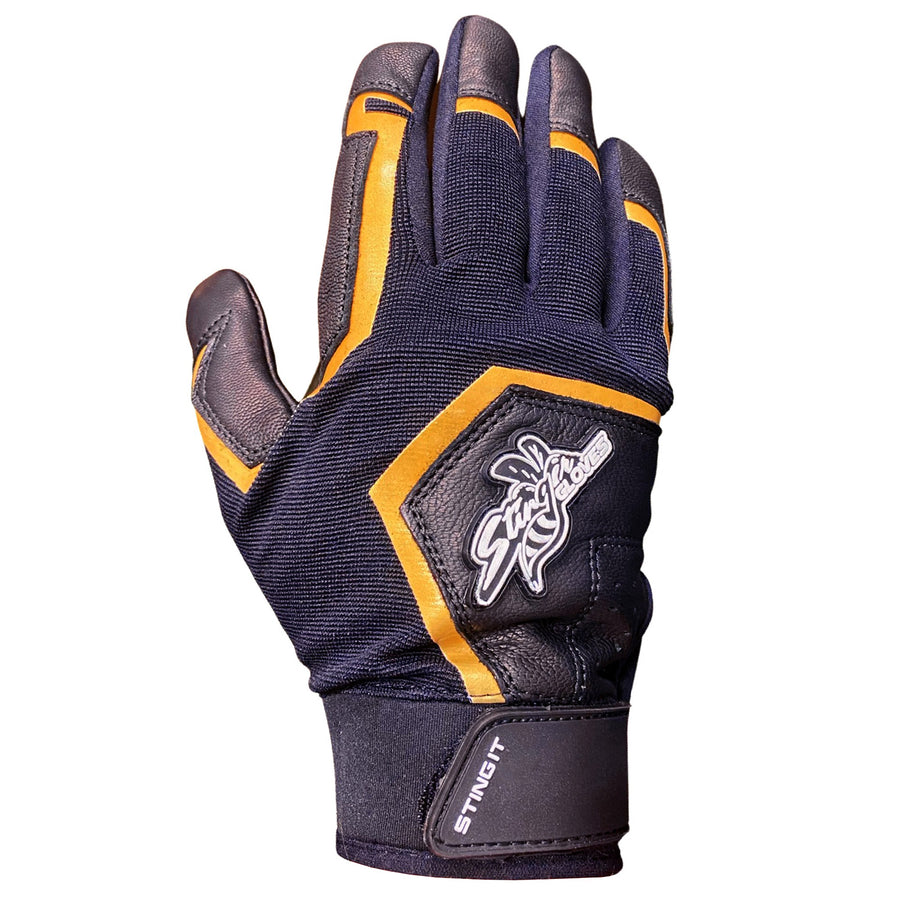 Sting Squad Black Gold Batting Gloves