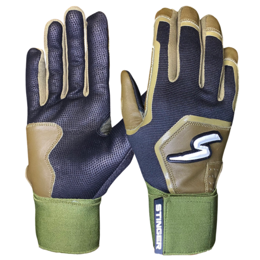 Black and green batting gloves sale