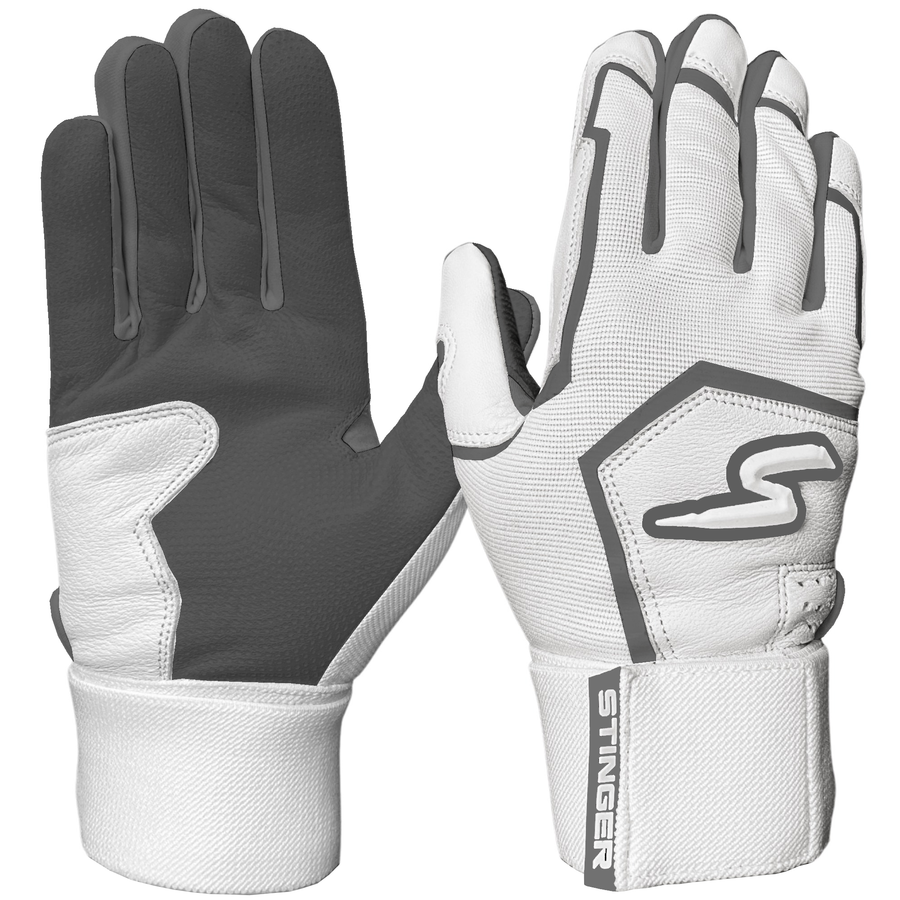 Stinger Winder Series Gray & White Batting Gloves