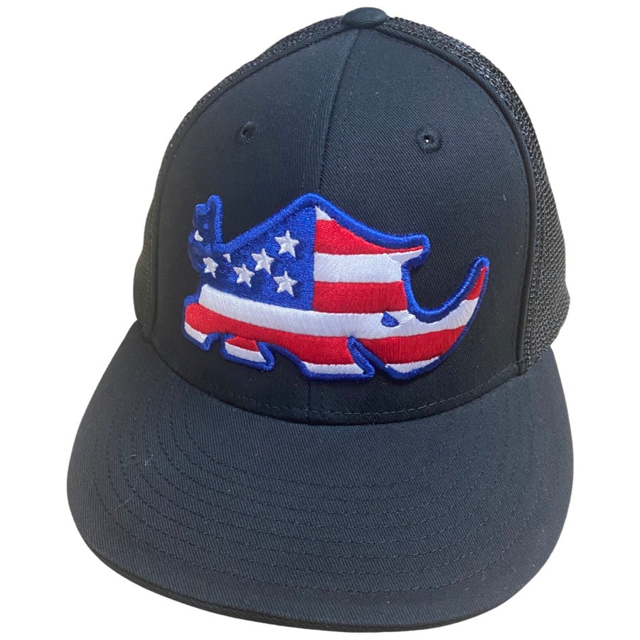Rhino Nation Black USA Fitted Meshback Hat